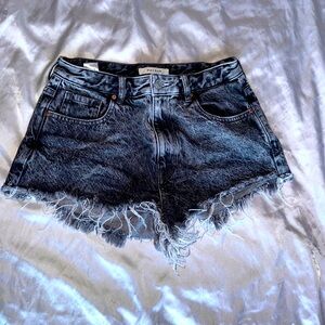 PacSun Faded Black Ripped High Waisted Denim Festival Shorts